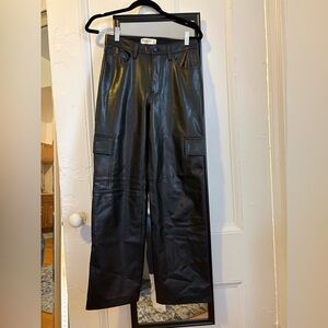 Abercrombie & Fitch Black Faux Leather Cargo Pants